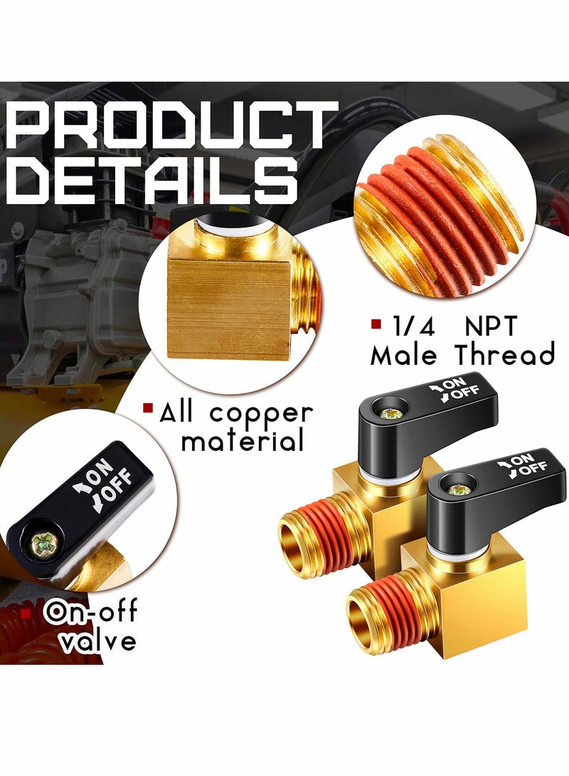 SYOSI Air Compressor Valve, Brass Valve Mini Ball Drain 1/4 NPT Male x Female Thread Accessories for Compressors (2 Pcs) - Image 2