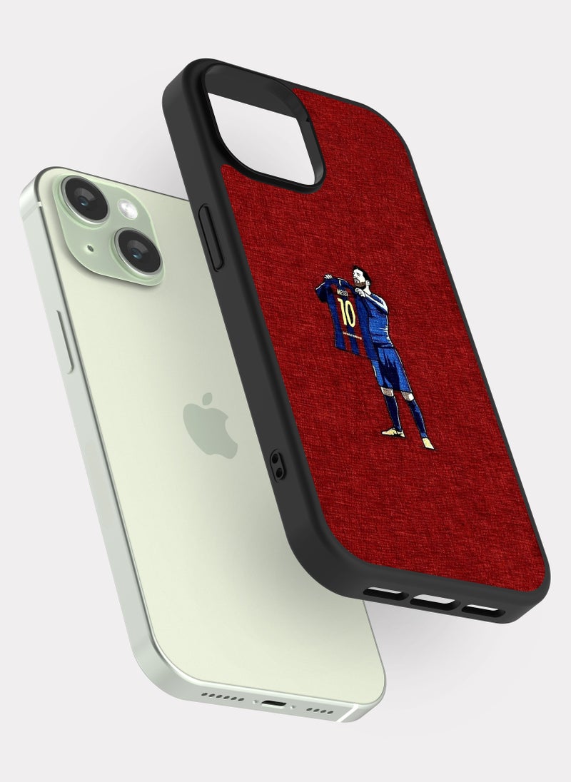 بكسلات كفر ايفون 15 ليونيل ميسي احمر - Image 2