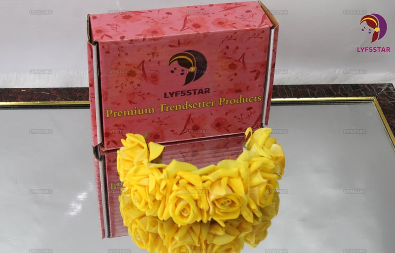 LYF5STAR Artificial Bridal Yellow Rose Flower Veni Gajra Hair Juda For Women | Suitable for Traditional Indian Wedding/Marriage/Engagement - Image 5