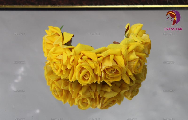 LYF5STAR Artificial Bridal Yellow Rose Flower Veni Gajra Hair Juda For Women | Suitable for Traditional Indian Wedding/Marriage/Engagement - Image 2