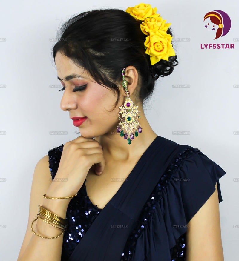LYF5STAR Artificial Bridal Yellow Rose Flower Veni Gajra Hair Juda For Women | Suitable for Traditional Indian Wedding/Marriage/Engagement - Image 4