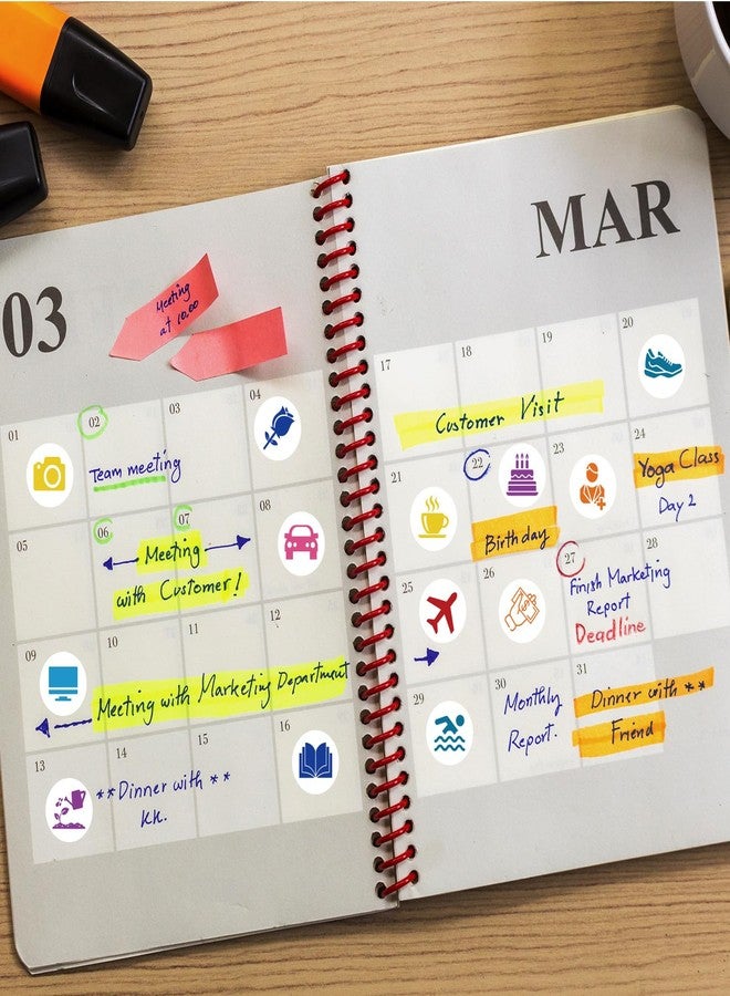 BLSUREFYX 2000pcs Mini Calendar Stickers 0.5in Workout Planner Label for Airplane Dining Pet Work Birthday Car Shopping Swimming Yoga Reading Housework for Diary Planner Calendars Plan Scrapbooking DIY Craft - Image 2