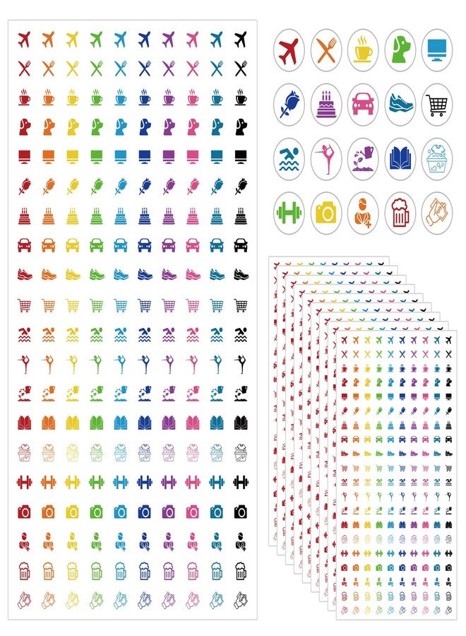 BLSUREFYX 2000pcs Mini Calendar Stickers 0.5in Workout Planner Label for Airplane Dining Pet Work Birthday Car Shopping Swimming Yoga Reading Housework for Diary Planner Calendars Plan Scrapbooking DIY Craft - Image 1