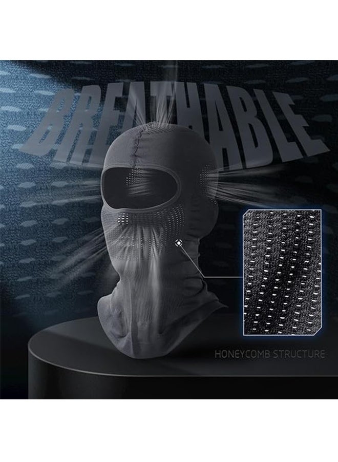 Generic UV Protection Ice Silk Face Mask for All Sasons, Balaclava Face Mask of Men, Ski Mask, Cycling Mask, Multi-Mesh Breathable Elastic Sun Protection Face Mask, Dark Grey - Image 2