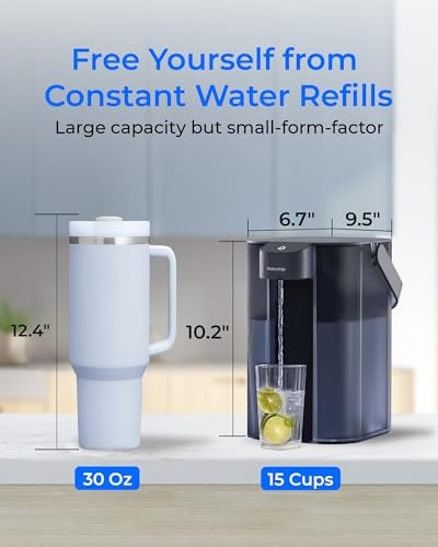 Waterdrop Alkaline Electric Water Filter Pitcher, Rechargeable Water Dispenser, Instant 200-Gallon 15-Cup Countertop System, NSF/ANSI 42, Reduce PFOA/PFOS, Chlorine, Lead, Blue, with 1 Filter - Image 3
