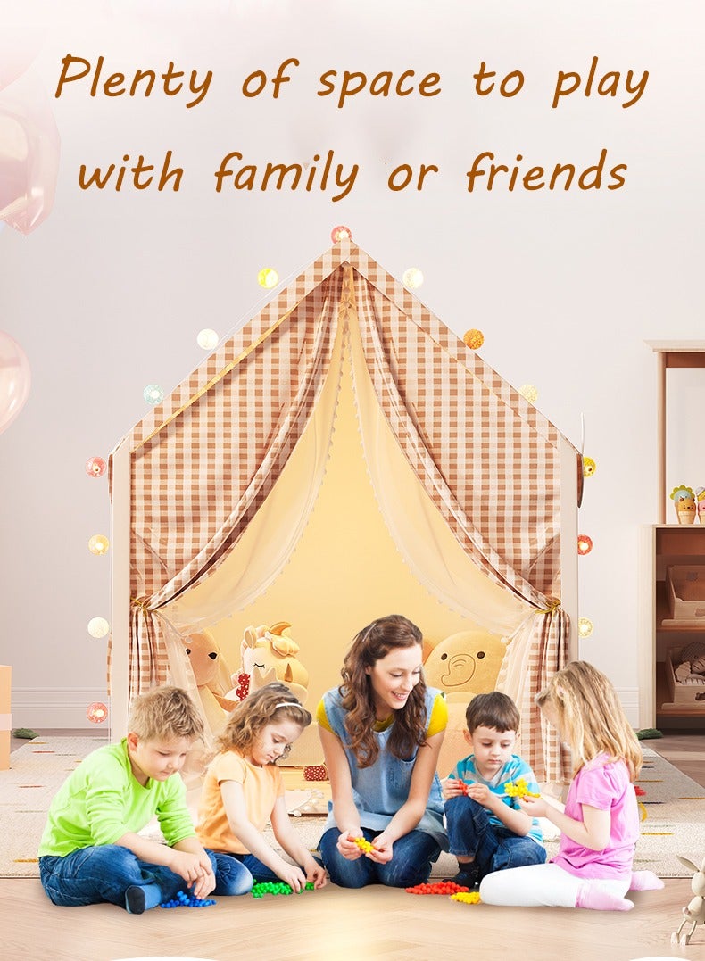 RAKAY Children's Play Tent House , Checkered Pattern, 125x95x130cm, Indoor Playhouse,Yellow - Image 2