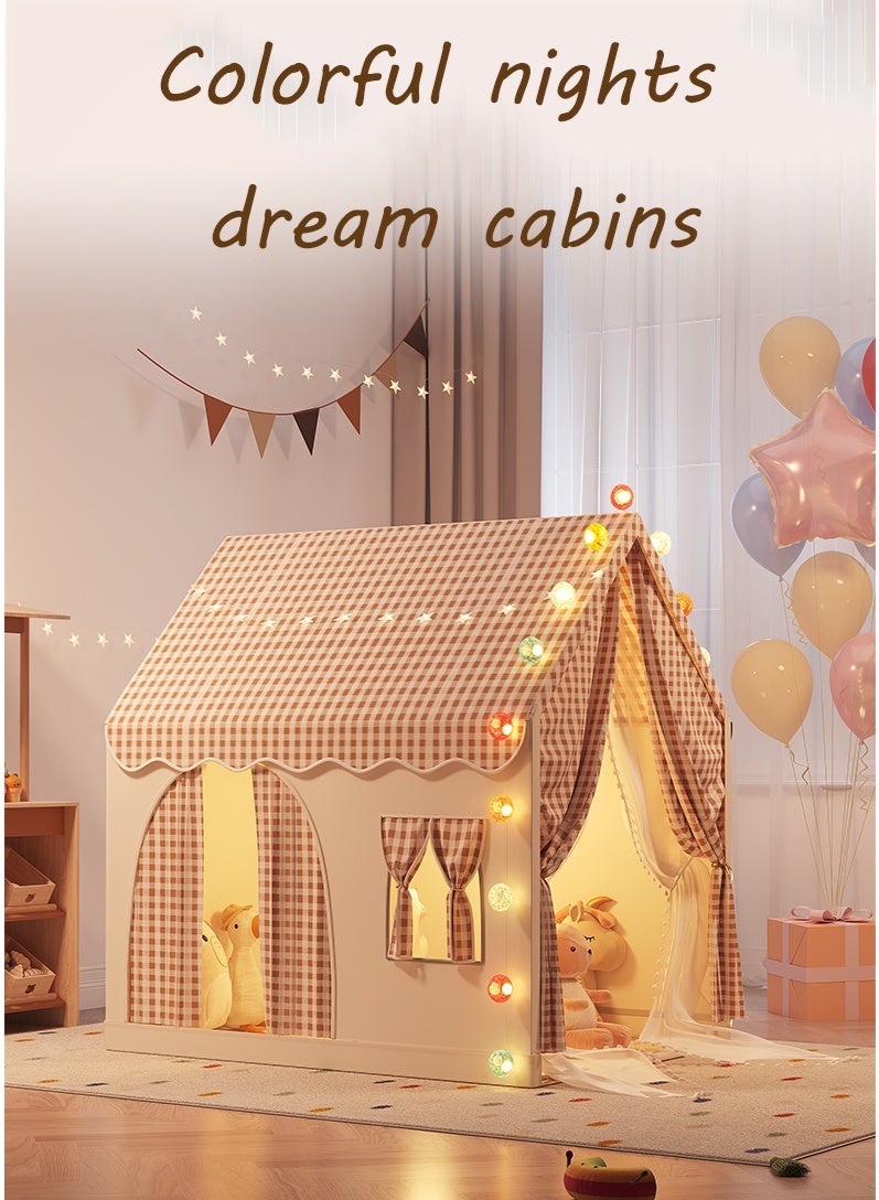 RAKAY Children's Play Tent House , Checkered Pattern, 125x95x130cm, Indoor Playhouse,Yellow - Image 4