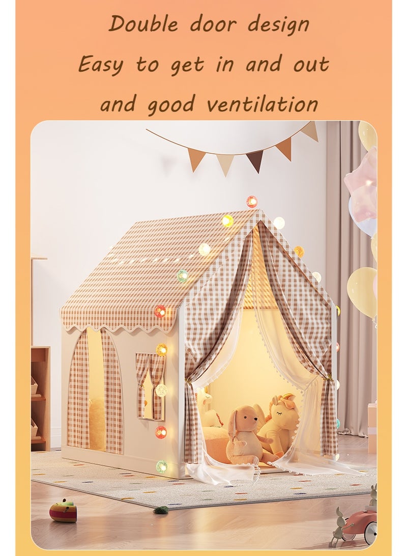 RAKAY Children's Play Tent House , Checkered Pattern, 125x95x130cm, Indoor Playhouse,Yellow - Image 3