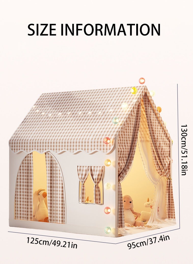 RAKAY Children's Play Tent House , Checkered Pattern, 125x95x130cm, Indoor Playhouse,Yellow - Image 5