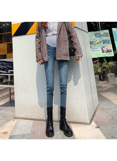 Maternity Jeans For Early Pregnancy Spring Autumn Outerwear Small Footwear Autumn Collection Base Pants Winter Blue (spring and autumn)