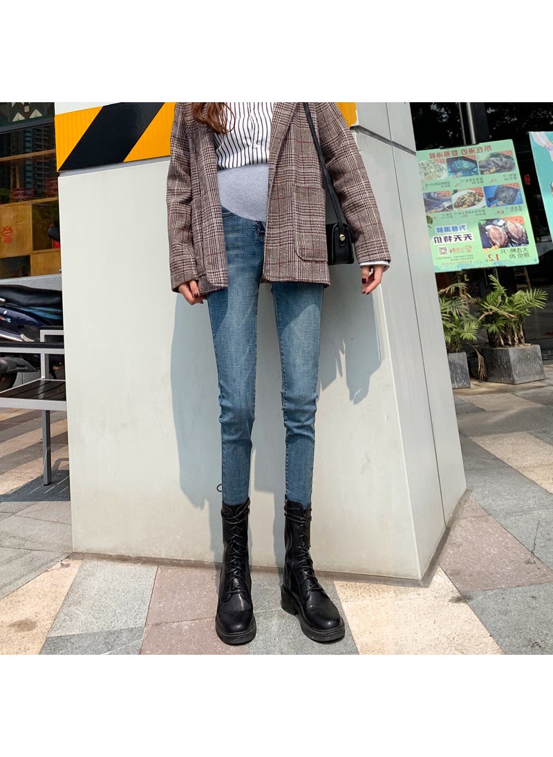 Generic - Maternity Jeans For Early Pregnancy Spring Autumn Outerwear Small Footwear Autumn Collection Base Pants Winter Blue (spring and autumn) - Image 1