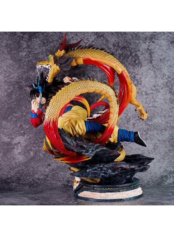 Halamodo Dragon Ball Dragon Fist Super Saiyan 4 Goku Dual-Headsculpt Figure, Desk Centerpiece & Birthday Gift 43cm - Image 3