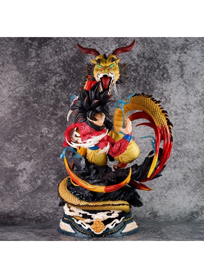 Halamodo Dragon Ball Dragon Fist Super Saiyan 4 Goku Dual-Headsculpt Figure, Desk Centerpiece & Birthday Gift 43cm - Image 2