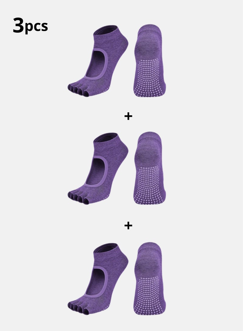 كانجرو 3 ازواج من جوارب يوغا بيلاتيس للياقة البدنية ومضادة للانزلاق كانجرو - Image 1