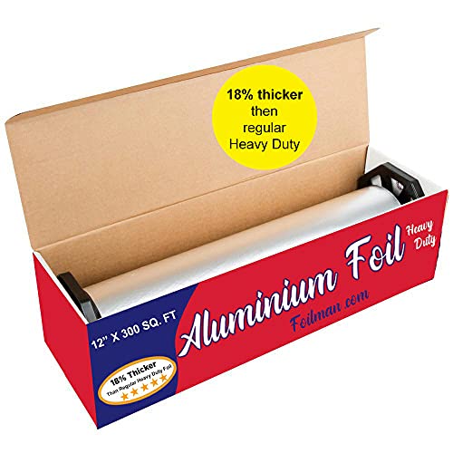 UltraThick Heavy Duty Household Aluminum Foil Roll 12 x 300 Square Foot Roll with Sturdy Corrugated Cutter Box  Heavy Duty Food Safe Foil Wrap  Best Kitchen Wraps  Baking need