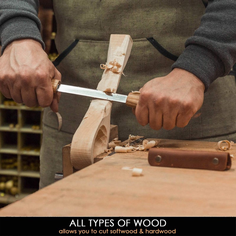 LAMAY Draw Knife with Leather Sheath Woodworking Tool 4.3" Drawknife Wood Carving Tools Wood Draw Knife Woodworking Whittling Tools - Image 4