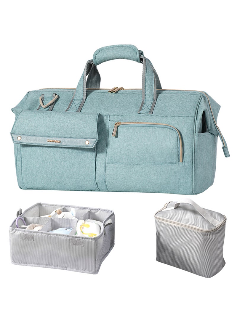 Sunveno 3 In1 Travel Bag detachable Diaper Caddy With Multiple Compartments - Green - Image 1