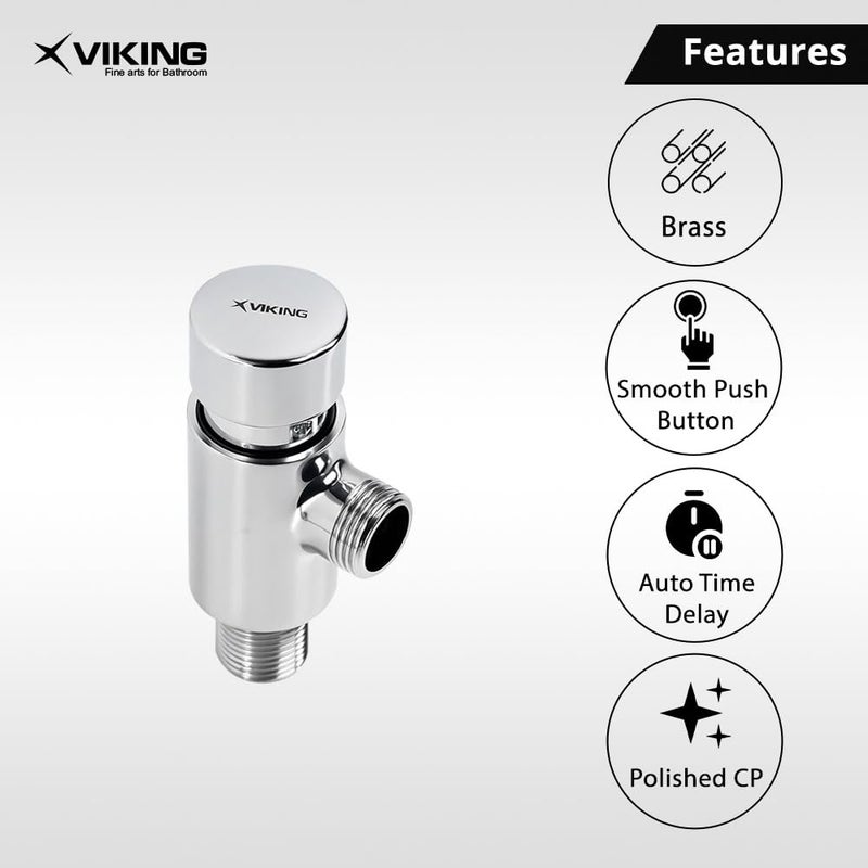 Viking Brass Self-Closing Urinal Cock (Time Delayed) - Thread Size (1) and (2) 15mm (1/2"), Both Outer, Polished CP, Water Saving, suitable for Restaurants, Hotels, Offices, and Public facilities - Image 4