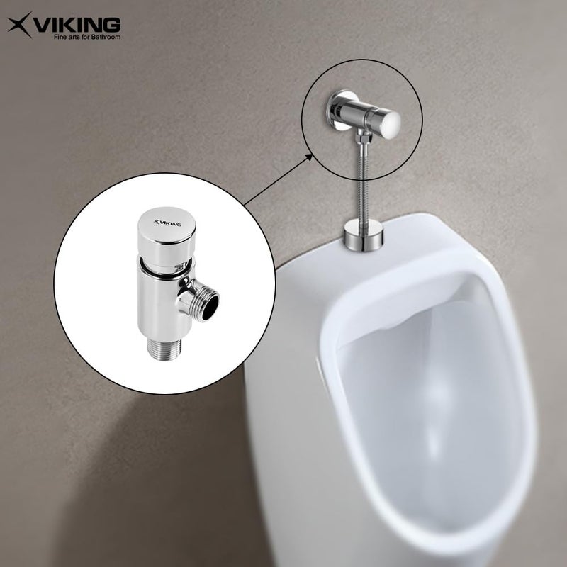 Viking Brass Self-Closing Urinal Cock (Time Delayed) - Thread Size (1) and (2) 15mm (1/2"), Both Outer, Polished CP, Water Saving, suitable for Restaurants, Hotels, Offices, and Public facilities - Image 3