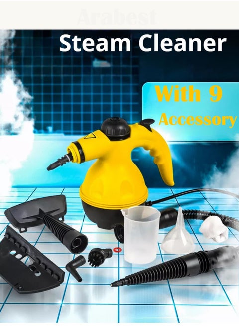 Portable Handheld Steam Cleaner 1000w Multifunctional High Temperature With 9 Pieces Accessories,2.6M Extended Power Cord, Suitable For Kitchen Sofa Bathroom Window
