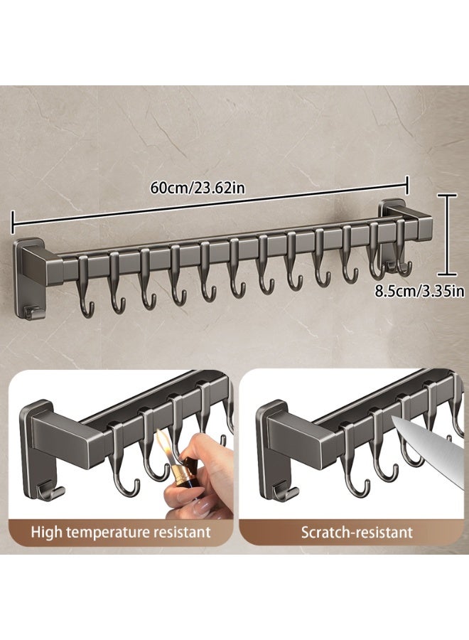 Sinyin Wall Mounted Kitchen Organizer Rack with Hooks and Knife Holder, No Drill Kitchen Storage Shelf, Multipurpose Pot Lid Rack, Cutting Board Holder, Heavy Duty Metal Kitchen Accessories Organizer - Image 5