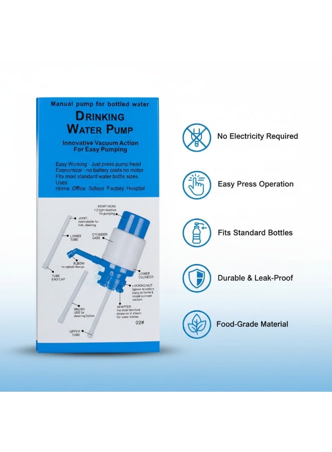 OMG Manual Drinking Water Pump for 5 Gallon Bottle No Electricity Required Easy Press Dispenser Food Grade Leak Proof for Home Office - Image 3
