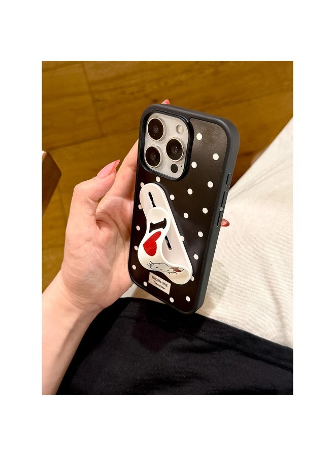 NIBEMINENT Minimal Polka Dot Protective TPU Case Cover For IPhone 16, Black Background - Image 2