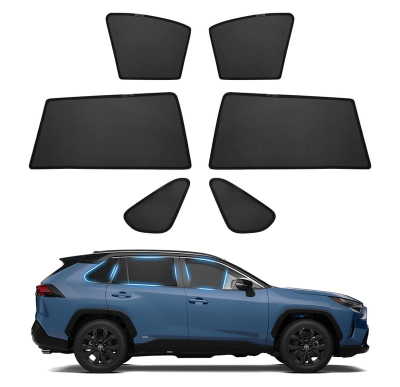Powerty Custom Fit for Side Window Shade Toyota RAV4 20192024 20256 Pack 100 Light Block Car Priavcy Curtains Shades for Baby Camping Napping Sleeping