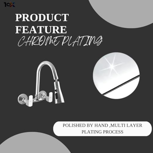 10X Brass Sink Mixer SMI-56d4 Chrome Rotatable Spout Wall Mount Hot/Cold Triple Flow (Chrome) - Image 5