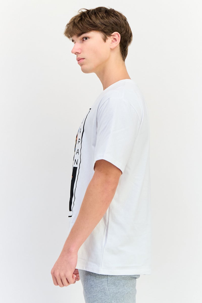 YOTO Men Crew Neck Short Sleeves Graphic Print T-Shirt, White - Image 2