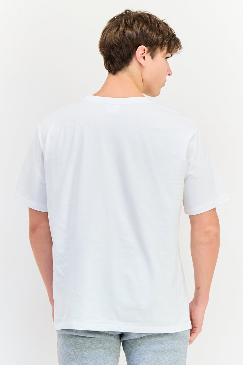 YOTO Men Crew Neck Short Sleeves Graphic Print T-Shirt, White - Image 4