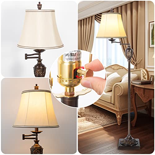 AIDENOEY Traditional LED Floor Lamp with 350° Adjustable Swing Arm Lamp – Vintage Standing Pole lamp for Living Room, Bedroom and Office – Rustic Upright Floor Light for Home Décor with Faux Silk Fabric Shade - Image 4