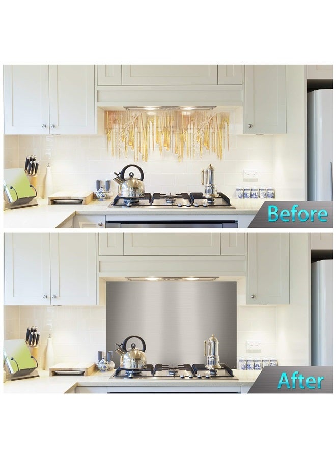 Stainless Steel Backsplash Range Hood Wall Shield for Kitchen - 24 x 30 Inch - Four Pre Drilled Holes, Hanging Hardware and Cleaning Towel Included for Easy Installation