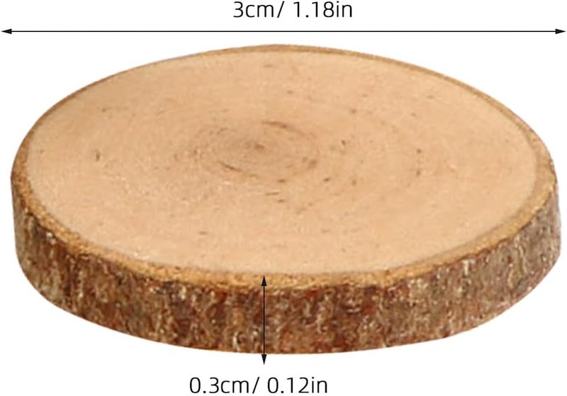 100 Pcs DIY Wood Slices Wooden Circles Rustic Craft Wooden Chips for Wedding Decorations and Handmade Art Projects - Image 2