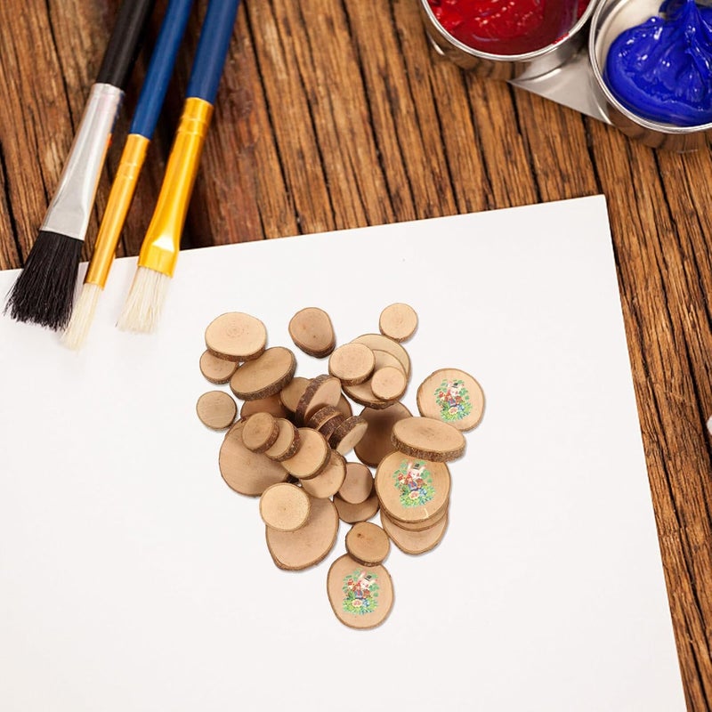 100 Pcs DIY Wood Slices Wooden Circles Rustic Craft Wooden Chips for Wedding Decorations and Handmade Art Projects - Image 5