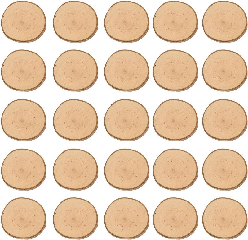 100 Pcs DIY Wood Slices Wooden Circles Rustic Craft Wooden Chips for Wedding Decorations and Handmade Art Projects - Image 1