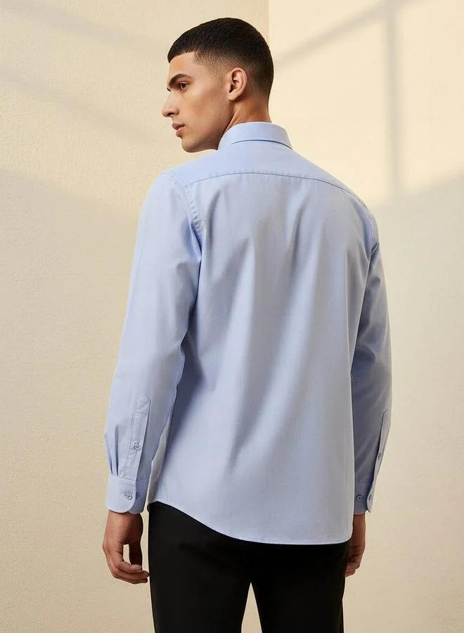 Splash FAV BLUE Men Regular Fit Collared Philaphil Long Sleeve Shirt for Men | Best Price UAE
