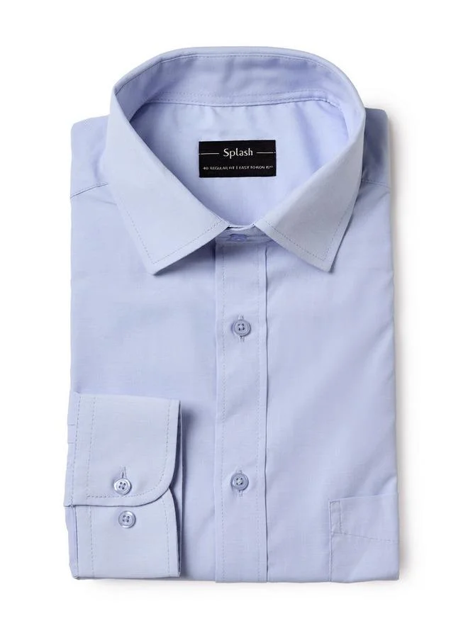 Splash FAV BLUE Men Regular Fit Collared Philaphil Long Sleeve Shirt for Men | Best Price UAE