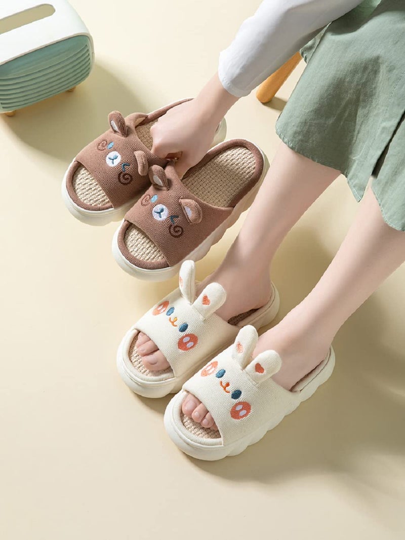 Yoroka Cartoon slippers Cute Animal Shape Slippers,Thick Sole Soft Indoor Outdoor Slippers for Women Bunny-7 - Image 3