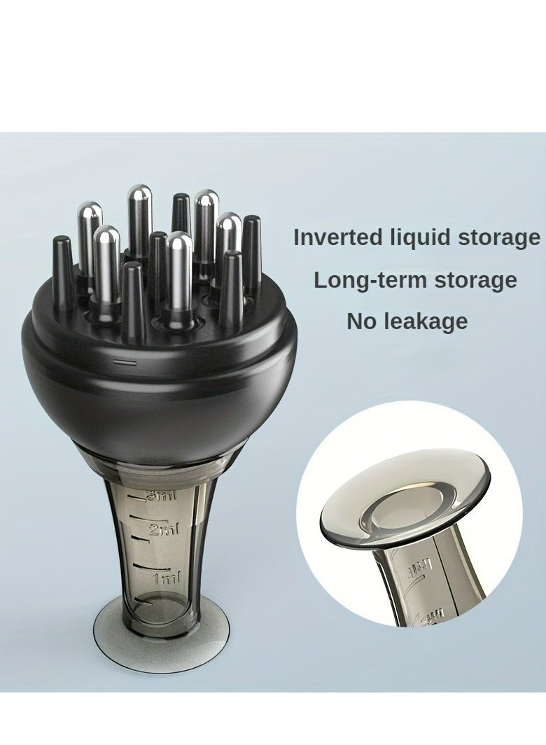 إسكدنيا أداة تدليك فروة الرأس المحمولة لمصل العناية بالشعر والزيت - تحفز نمو الشعر وتخفف التوتر باستخدام مشط سائل صغير - Image 5