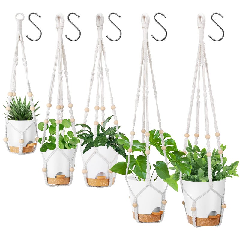 GARDIFE Hanging Planters for Indoor Plants5Pcs Hanging Basket for Indoor Boho Home DecorMacrame Plant Hanger35 Inches29Inch23Inch IvorySelf Watering Planters 7656555 InchWhiteWhite