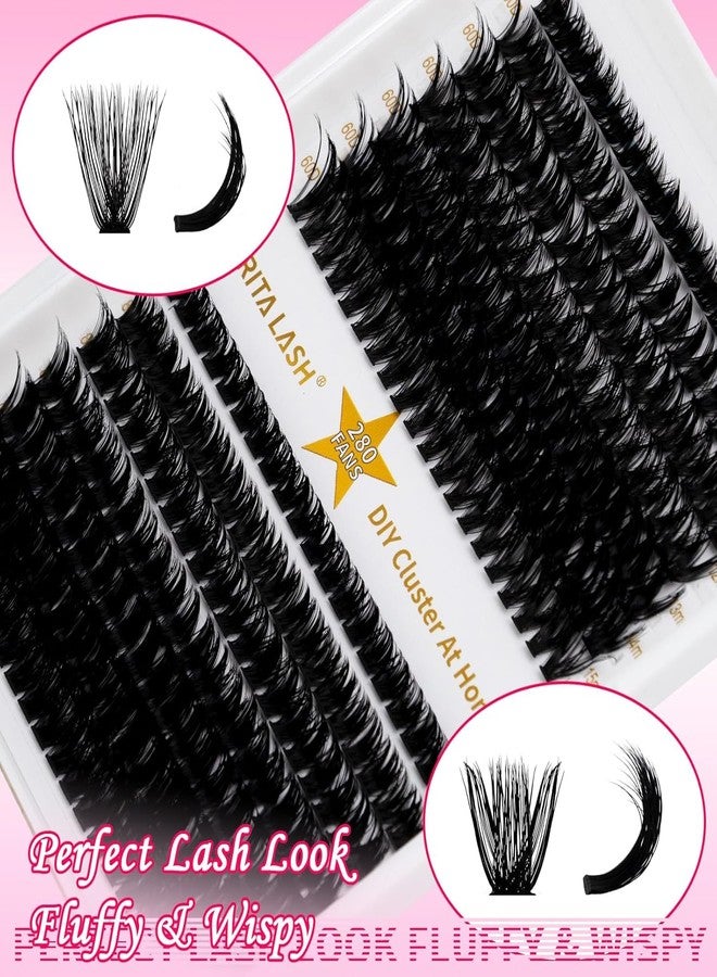 RITALASH Lash Extension Kit 60D+80D DIY Lash Clusters 280pcs Cluster Lashes Individual Lashes Eyelash Extension Kit with Lash Bond and Seal,Lash Tweezers(60D+80D Kit,9-15mm Mixed) - Image 4