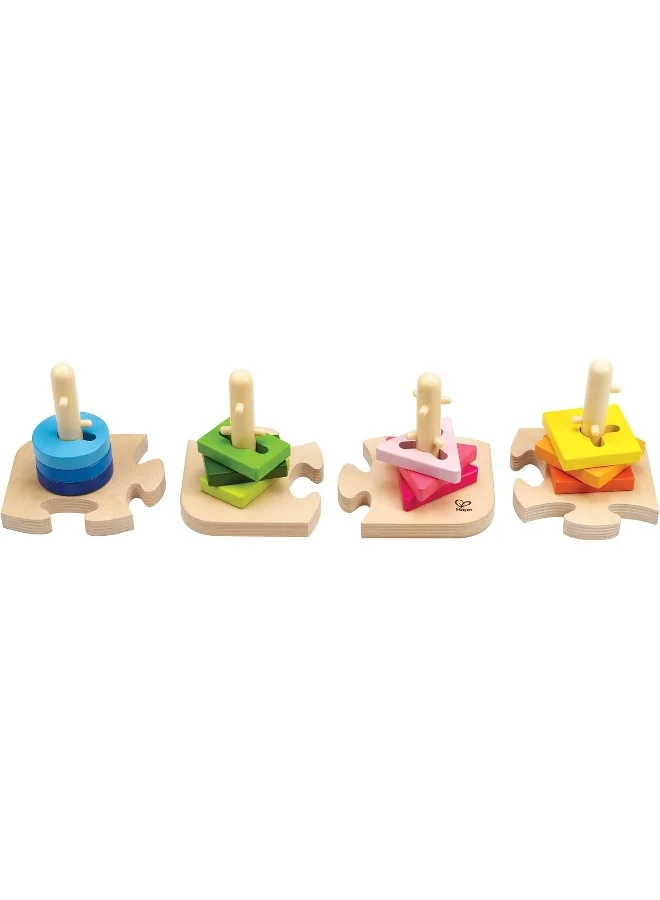 Hape 16- Piece Creative Pegged Puzzle Set, Multicolored Ssorter For Toddlers 19.7x11.6x19.7cm