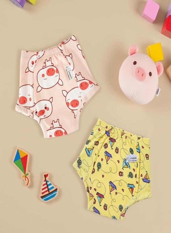 Snugkins Padded Underwear for Big Kids 7-8 years with 4 Layers of Cotton Padding Potty Training Pull Up Pant & Diaper-Free Time Pack-2 - Image 2