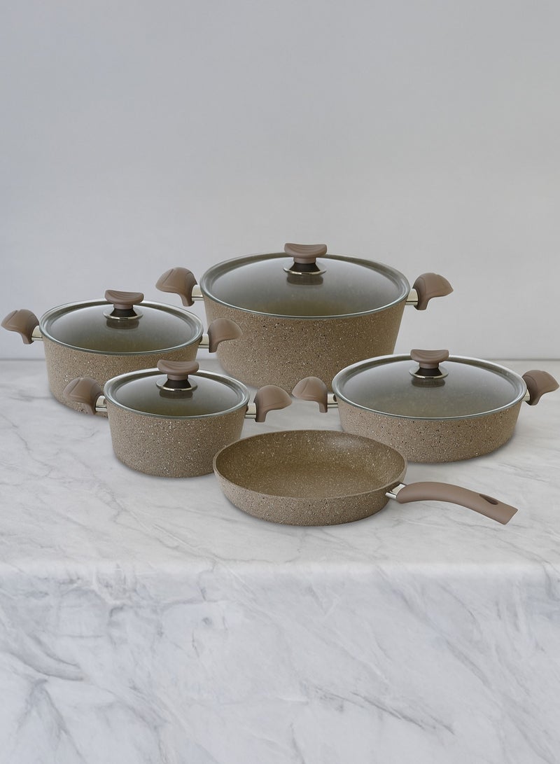 او ام اس OMS 3102 – طقم أواني طهي جرانيت 9 قطع | بني - Image 3