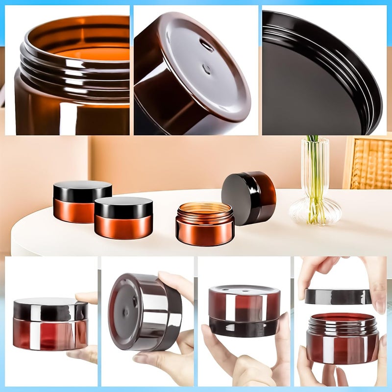 MotBach 10 Pack 4oz Plastic Jars with Lids, 120ml Round Amber Cosmetic Containers Makeup Jars,Travel Size Container Jar for Lotion Cream Eyeshadow Sample Powder Slime Ointment Salve Balm Storage - Image 3