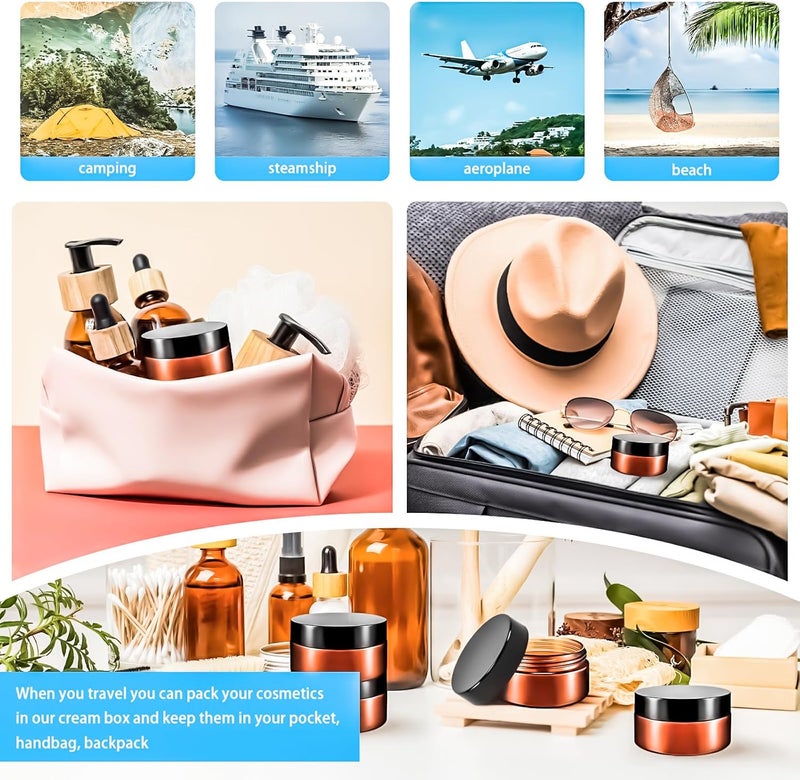 MotBach 10 Pack 4oz Plastic Jars with Lids, 120ml Round Amber Cosmetic Containers Makeup Jars,Travel Size Container Jar for Lotion Cream Eyeshadow Sample Powder Slime Ointment Salve Balm Storage - Image 4