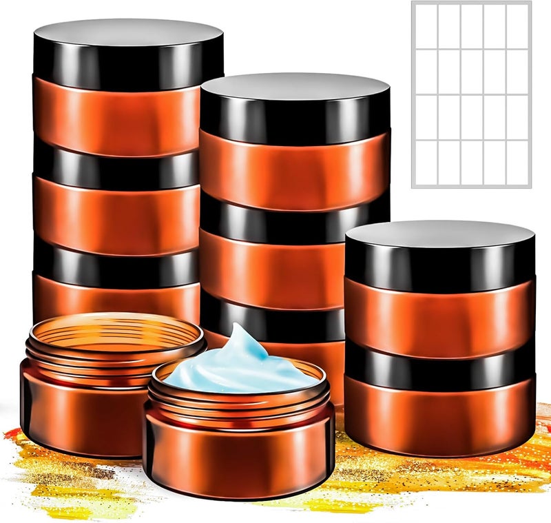 MotBach 10 Pack 4oz Plastic Jars with Lids, 120ml Round Amber Cosmetic Containers Makeup Jars,Travel Size Container Jar for Lotion Cream Eyeshadow Sample Powder Slime Ointment Salve Balm Storage - Image 1