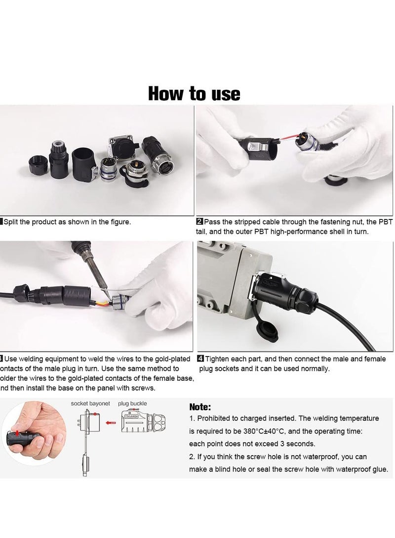 Excefore Industrial Waterproof Connector, IP67 Protection Level Circular Connector, Military Design Aviation Connector, Suitable fo rAutomotive, Marine, Lights (Metal, Plastic, 2 pin) - Image 5