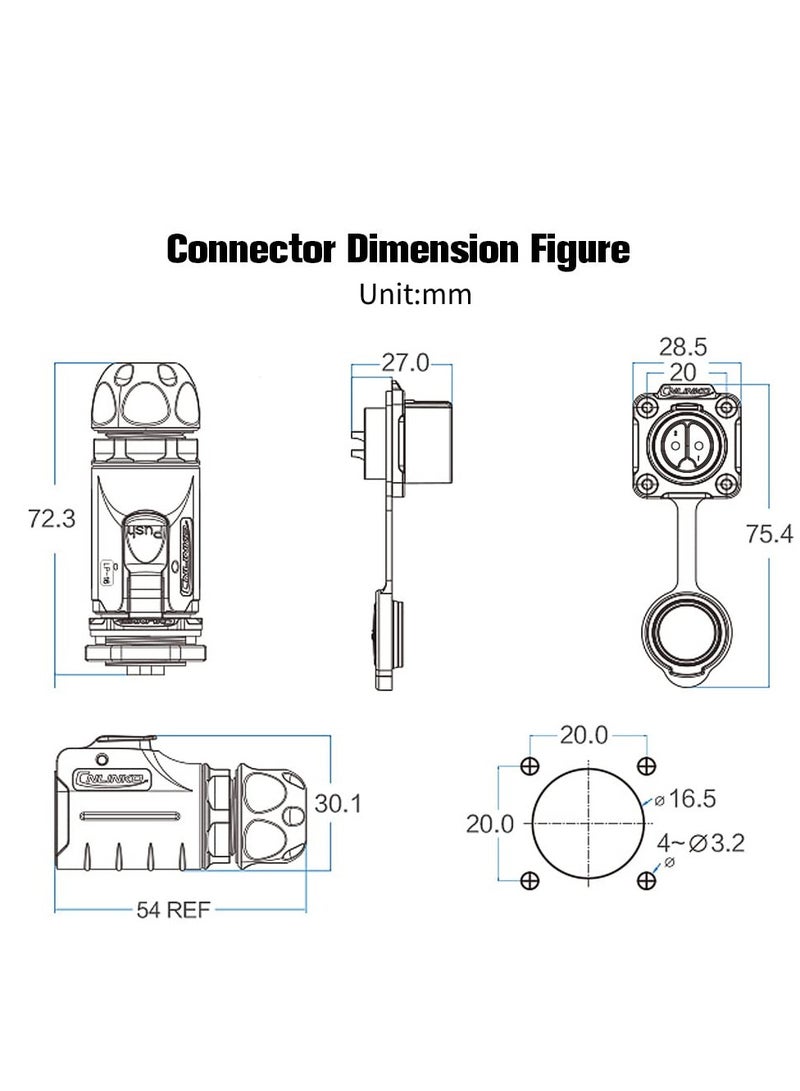 Excefore Industrial Waterproof Connector, IP67 Protection Level Circular Connector, Military Design Aviation Connector, Suitable fo rAutomotive, Marine, Lights (Metal, Plastic, 2 pin) - Image 4